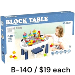 6-in-1 Building Block Table Playset – 49 PCS Activity Table