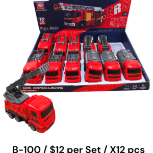 B-100 Fire Rescuers Pull-Back Fire Truck Set